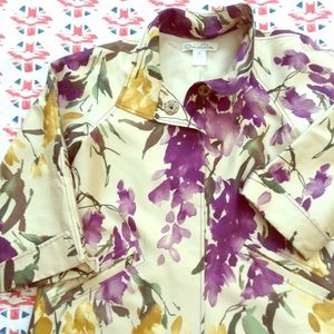 Oscar de La Renta Silk Watercolor Floral Jacket